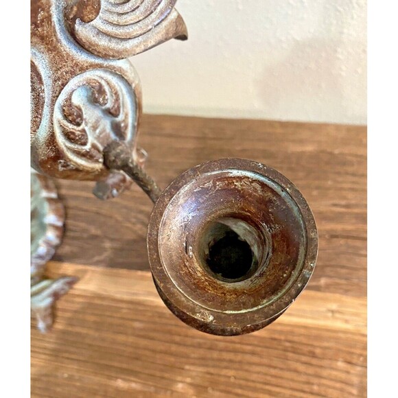 Vintage Set of 2 Metal Single Candle Wall Sconces Used Item - Picture 6 of 10